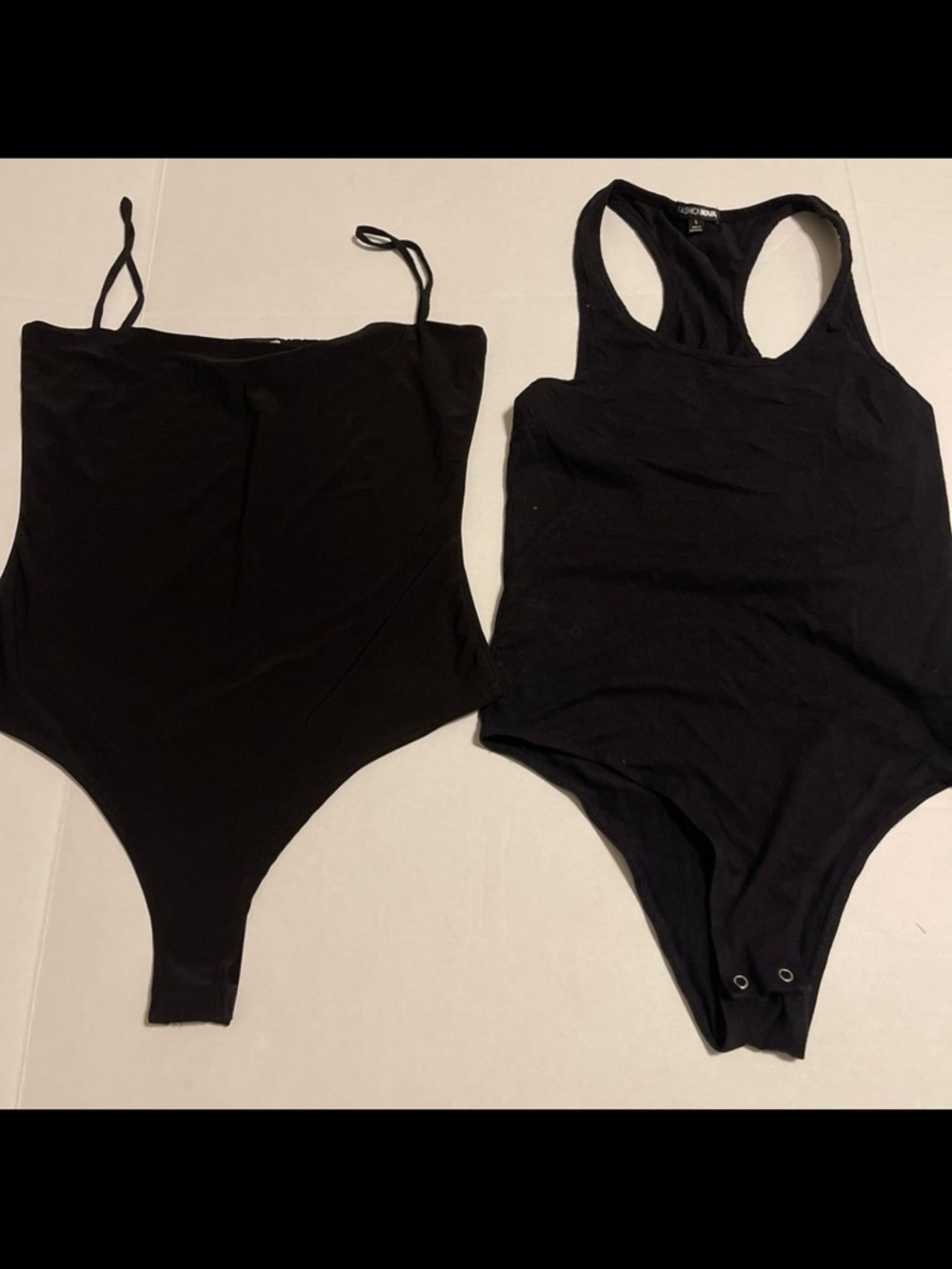 Fashion Nova Black Women’s One-Piece Bodysuit  set of 2 - Tank & Spaghetti Strap